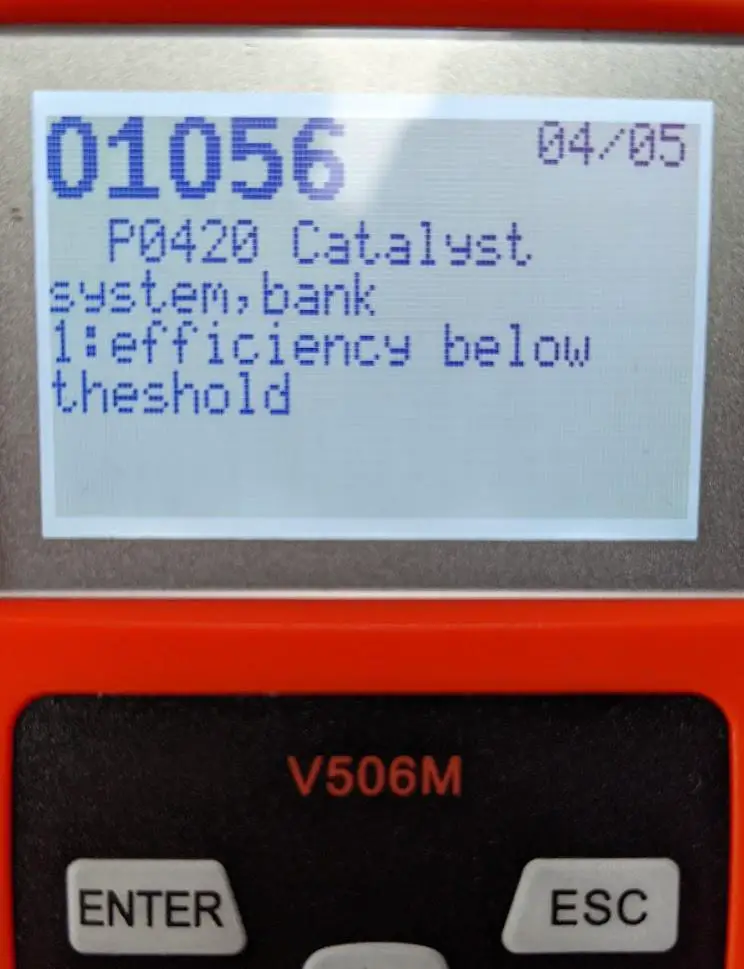 OBD Code Reader Shows P0420 